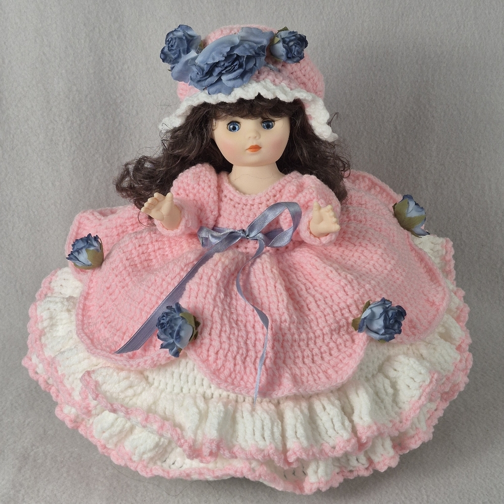 Handmade Crochet Bed Doll – Pink & White – Vintage Style “Twinkle Star” – New
